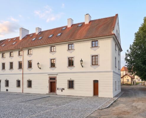 Vizualizace fasády historického bytového domu v Letovicích